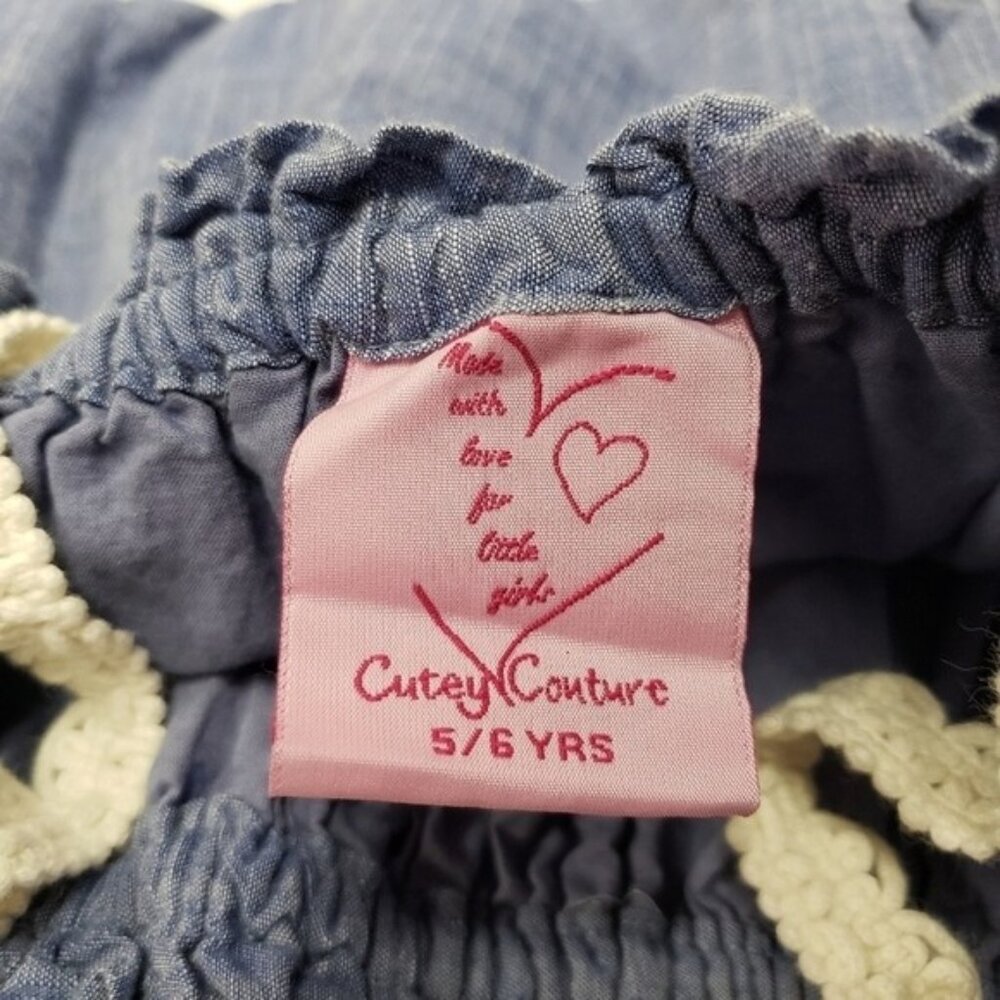 Cutey Couture Girls Blue Cotton Dress Size 5/6 Years - Picture 6 of 8